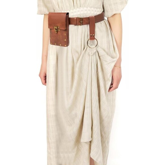 Steampunk Brown Leather Belt Pouch Waist Bag Medieval Phone Holder CosplayX - Picture 6 of 7